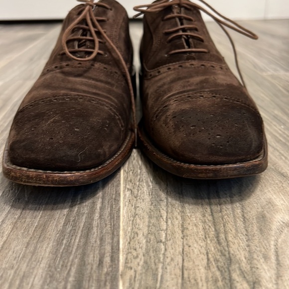 Salvatore Ferragamo Tramezza Brown Suede Cap Toe Derby Shoes - Picture 2 of 10